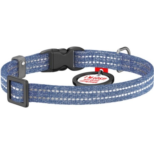Нашийник для тварин WAUDOG Re-cotton з QR паспортом для котів та дрібних порід собак XS синій (164012)