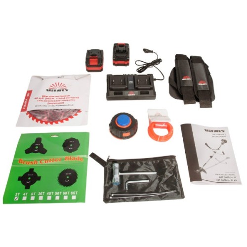 Тример садовий Vitals Master, AZT 3680-1n BL Kit, 36V (18+18), 25.5см, ніж/ліска 36см, 4Ah, 4.5кг (243562)