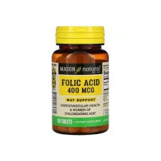 Вітамін Mason Natural Фолієва кислота 400 мкг, Folic Acid, 100 таблеток (MAV-06531)
