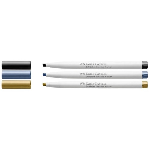 Набір маркерів Faber-Castell тонких для декору Goldfaber Creative Marker Calligraphy, 3 кольори, наконечник С (каліграфія) (33008)