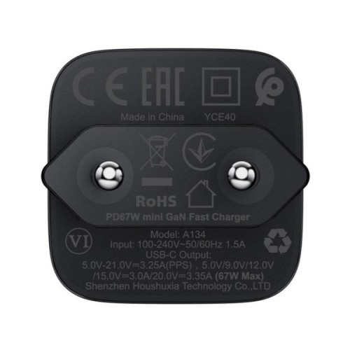 Зарядний пристрій Acefast USB-C 67W GaN black (6974316285717)