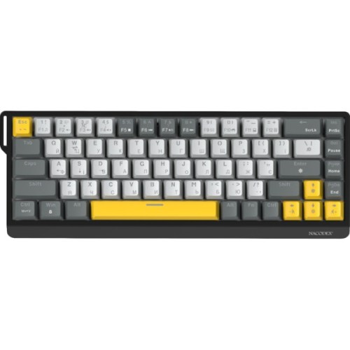 Клавіатура Ajazz x NacodeX NK68 V2 Red Switch LED USB UA Black/Grey/Yellow (NK68-V2-R-BGY)