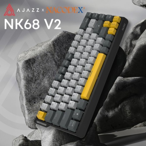 Клавіатура Ajazz x NacodeX NK68 V2 Red Switch LED USB UA Black/Grey/Yellow (NK68-V2-R-BGY)