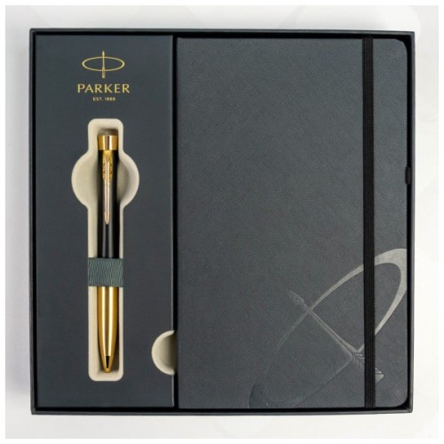 Ручка кулькова Parker URBAN 17 Muted Black GT BP + блокнот Parker + подар.упаковка GIFT24 (30 035b24)