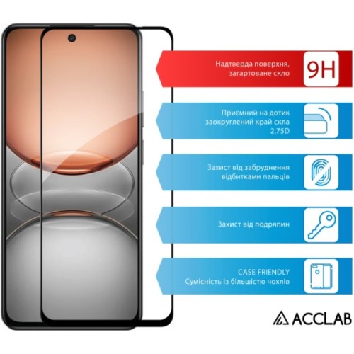 Скло захисне ACCLAB Full Glue Realme C75 Black (1283126608148)