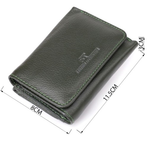 Гаманець ST Leather З натуральної шкіри Зелений (23076)