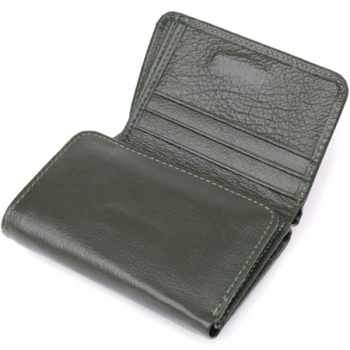 Гаманець ST Leather З натуральної шкіри Зелений (23076)