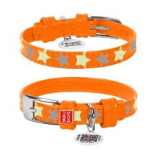 Нашийник для тварин WAUDOG Glamour з QR паспортом "Зірочка" XS Ш 15 мм Д 27-36 см помаранчевий (35854)
