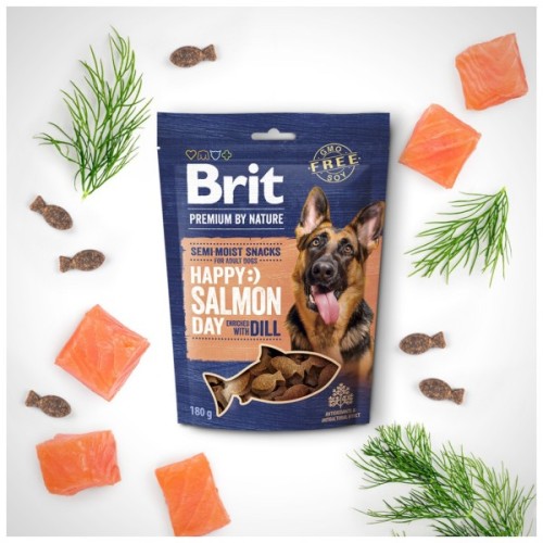 Ласощі для собак Brit Premium Semi-moist Snacks Salmon with Dill напіввологі з лососем і кропом 180 г (8595602573936)