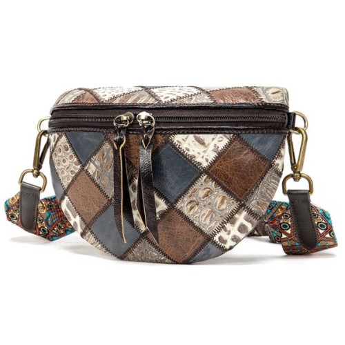 Сумка Vintage Жіноча поясна шкіряна Різнокольорова (20342)