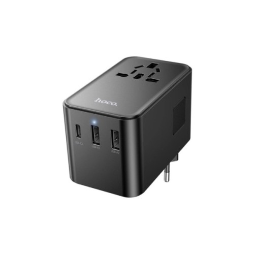 Мережевий фільтр живлення HOCO AC18A 1 роз, 2 USB, USB-C, 35W, 1,5м, Black (AC18AB)