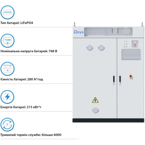 Система зберігання енергії Deye MS-GS215 100kW 768V 280Ah 215kWh (MS-GS215-2H3)
