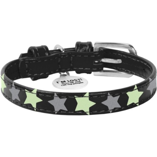 Нашийник для тварин WAUDOG Glamour з QR паспортом "Зірочка" L Ш 35 мм Д 46-60 см чорний (35881)