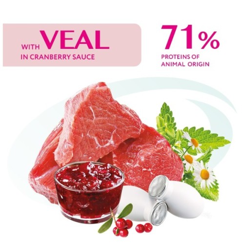 Вологий корм для кішок Optimeal зі смаком телятини в журавлинному соусі 85 г (4820083905438)