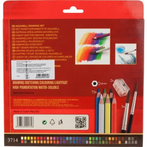 Олівці кольорові Koh-i-Noor Mondeluz акварельні 72 кольорів (3714)