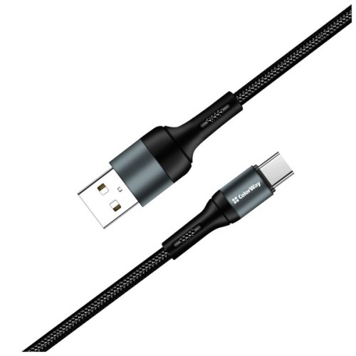 Дата кабель USB 2.0 AM to USB-C 1.0m nylon black ColorWay (CW-CBUC045-BK)