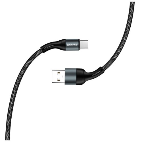 Дата кабель USB 2.0 AM to USB-C 1.0m nylon black ColorWay (CW-CBUC045-BK)