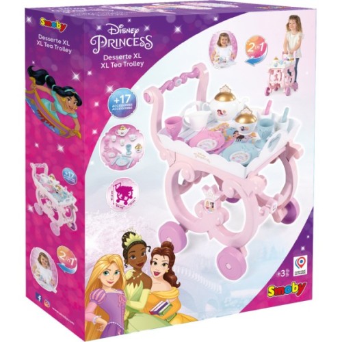 Ігровий набір Smoby Візок Дісней Принцеси зі знімним підносом із сервізом 17 аксесуарів (312502)