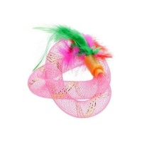 Іграшка для котів Hippie Pet З пір'ям рожева 19 см (HIPCT22022RO)