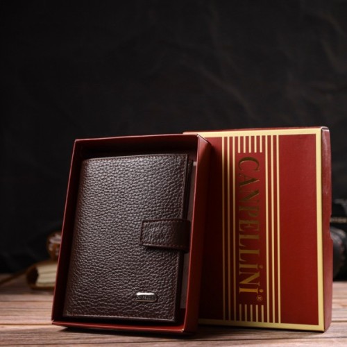 Гаманець Canpellini З натуральної шкіри Флотар Коричневий (21737)