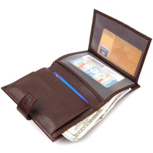 Гаманець Canpellini З натуральної шкіри Флотар Коричневий (21737)