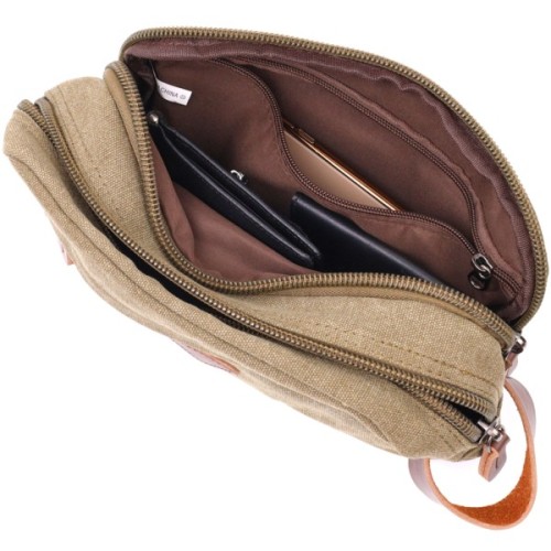 Сумка Vintage На два відділення з текстилю Оливкова (22231)