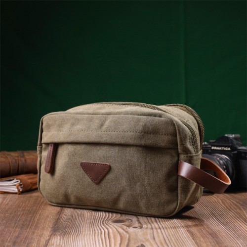 Сумка Vintage На два відділення з текстилю Оливкова (22231)