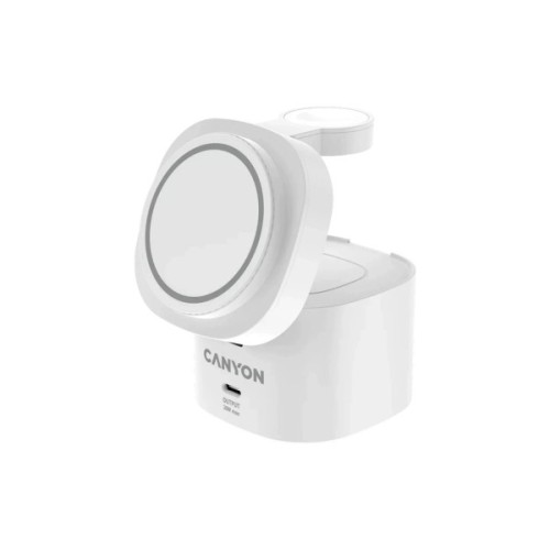 Зарядний пристрій Canyon 4-in-1 wireless charging stand 30W + cable 1.0m white (CNS-WCS405WW/A)