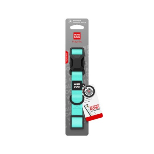 Нашийник для тварин WAUDOG Magnet c QR паспортом, магнітна пряжка-фастекс XL тіффані (279727)