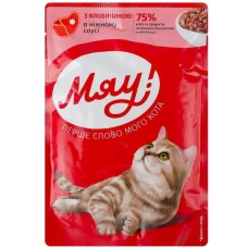 Вологий корм для кішок Мяу! З яловичиною в ніжному соусі 85 г (4820269142664)