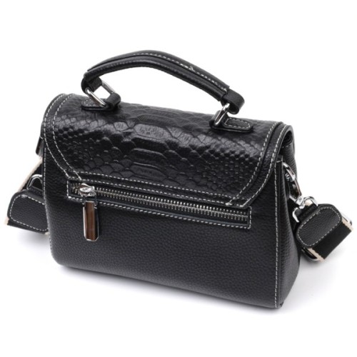 Сумка Vintage Шкіряна жіноча із засувкою Чорна (22416)