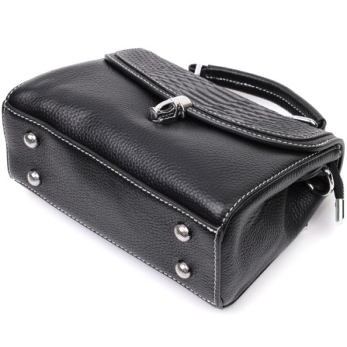 Сумка Vintage Шкіряна жіноча із засувкою Чорна (22416)