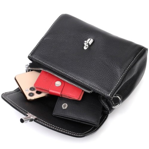 Сумка Vintage Шкіряна жіноча із засувкою Чорна (22416)