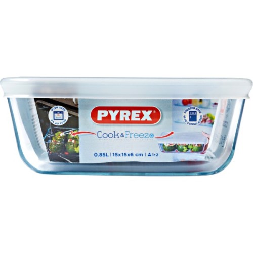 Форма для випікання Pyrex CookFreez з кришкою квадратна 15 х 15 см 0.85 л (218P001/7646)