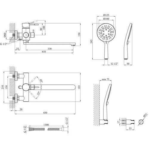 Змішувач Kroner Edelstahl Klassisch-SCH070 + змішувач Edelstahl Klassisch-SCH010 (CVS30149)