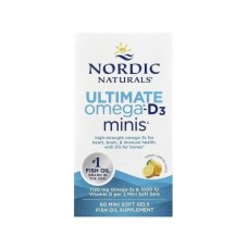 Вітамінно-мінеральний комплекс Nordic Naturals Омега-3 та вітамін D3, 1120 мг та 25 мкг (1000 МО), смак лимона, Ultima (NOR-06105)