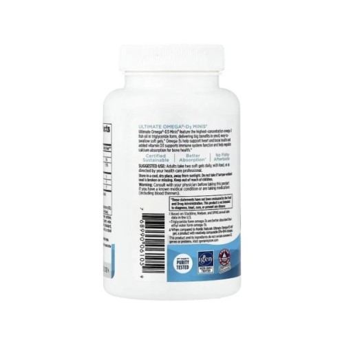 Вітамінно-мінеральний комплекс Nordic Naturals Омега-3 та вітамін D3, 1120 мг та 25 мкг (1000 МО), смак лимона, Ultima (NOR-06105)