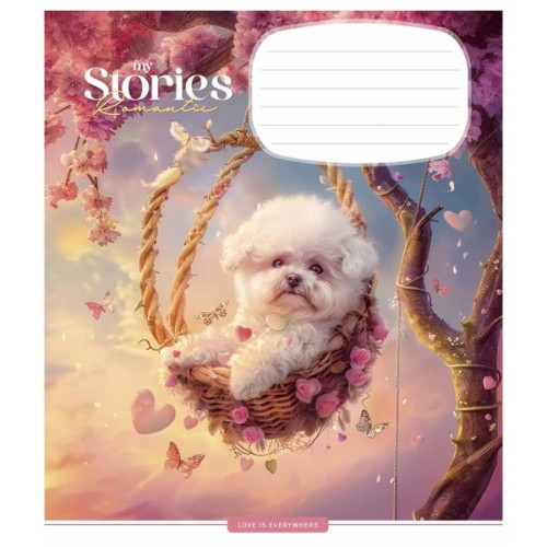 Зошит Школярик Romantic stories 12 аркушів клітинка (012-3464K)
