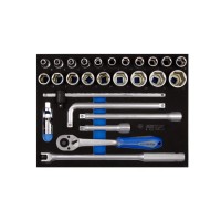 Набір інструментів KING TONY торцевих головок 1/2" з принаддям в ложементі, 27 шт. (9-4527MRV02)