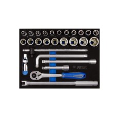 Набір інструментів KING TONY торцевих головок 1/2" з принаддям в ложементі, 27 шт. (9-4527MRV02)