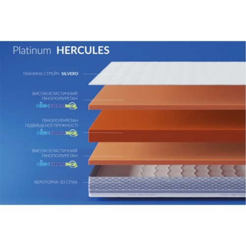 Матрац Highfoam Noble Platinum Hercules, ортопедичний для людей з великою вагою, скрутка 120 x 200 см (4820001180992)