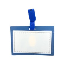 Бейдж H-Tone горизонтальний з пластиковим кліпом, синій, 50 шт (JJ41308-50)