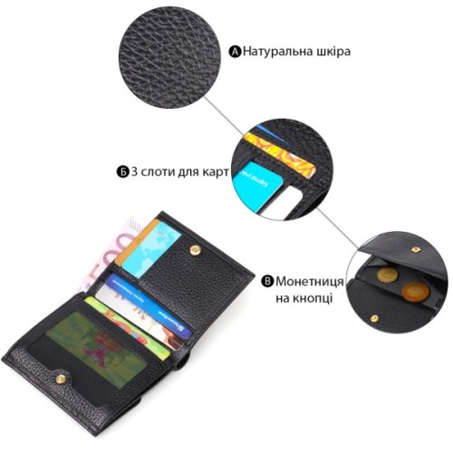 Гаманець Tony Bellucci З натуральної шкіри Чорний (22010)