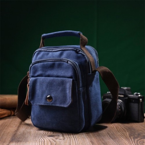 Сумка Vintage Невелика чоловіча з текстилю Синя (22221)