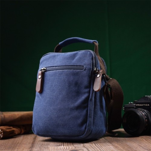Сумка Vintage Невелика чоловіча з текстилю Синя (22221)