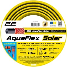 Шланг для поливу 2E AquaFlex Solar, 3/4", 30м, 4 шари, 13бар, -10…+60°C, зрошувач, конектор, адаптер (2E-GHE34SR30)