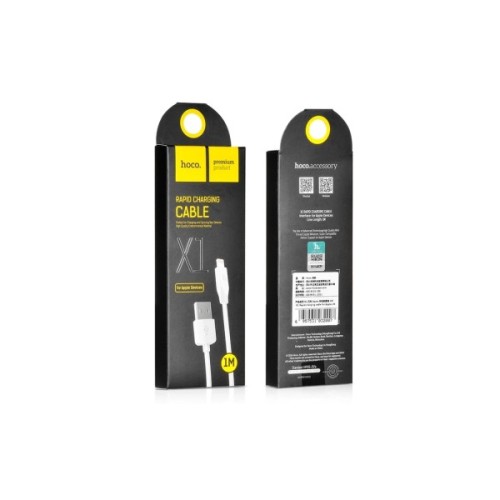 Дата кабель USB 2.0 AM to Lightning 1.0m 2.4A X1 white HOCO (6957531032007)
