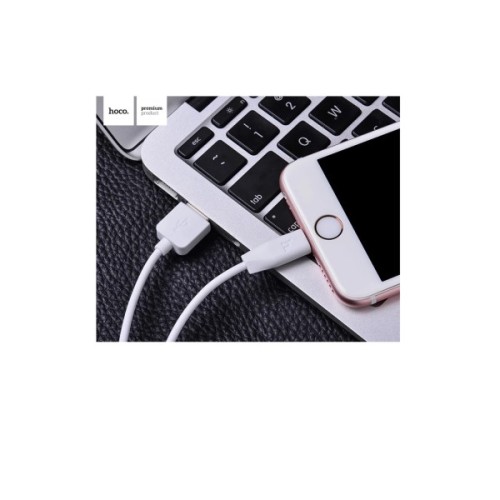 Дата кабель USB 2.0 AM to Lightning 1.0m 2.4A X1 white HOCO (6957531032007)