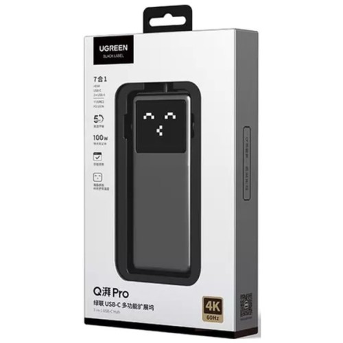 Концентратор Ugreen USB-C 7-in-1 3xUSB + 1xUSB-C + HDMI + RJ45 + PD 100W CM888 gray (45155)