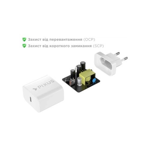 Зарядний пристрій Pixus 1xUSB-C PD20W GaN (4897058532555)